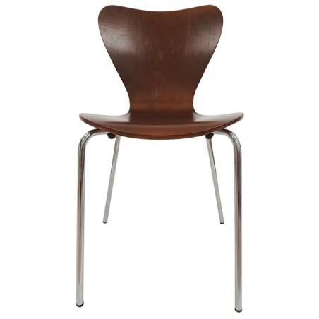 Silla JACOBO, apilable, cromada, acabado nogal