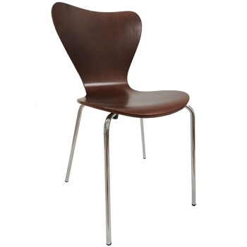 Silla JACOBO, apilable, cromada, acabado nogal 2