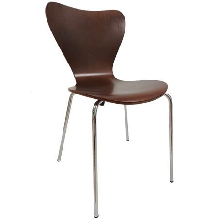 Silla JACOBO, apilable, cromada, acabado nogal-0