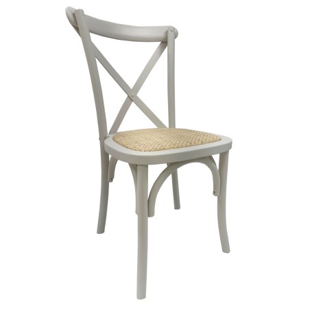 Silla CROSS SX, madera de haya, blanca, asiento de ratán