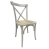 Silla CROSS SX, madera de haya, blanca, asiento de ratán