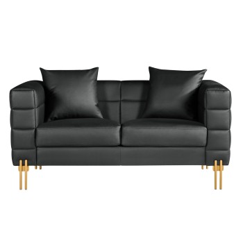Sofá LARIOS, 2 plazas, tapizado similpiel negra 2