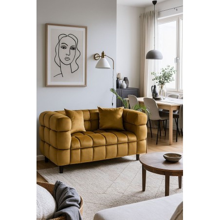 Sofá LORING, 2 plazas, tejido velvet camel 34-1