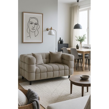 Sofá LORING, 2 plazas, tejido velvet gris claro 25-1