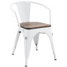 Sillón TOL EK WOOD, acero, blanco, asiento madera