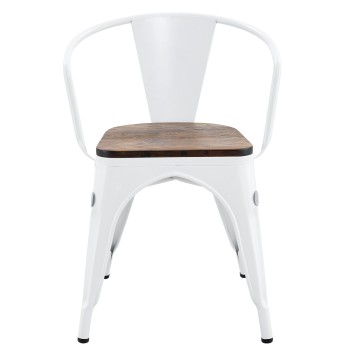 Sillón TOL EK WOOD, acero, blanco, asiento madera 2