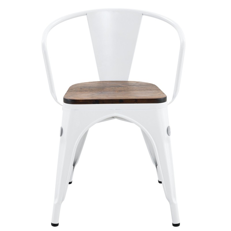 Sillón TOL EK WOOD, acero, blanco, asiento madera-0