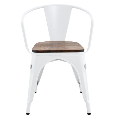Sillón TOL EK WOOD, acero, blanco, asiento madera-0
