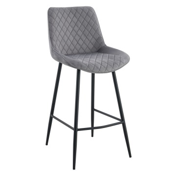Taburete FELICIO, metal, tapizado velvet gris claro