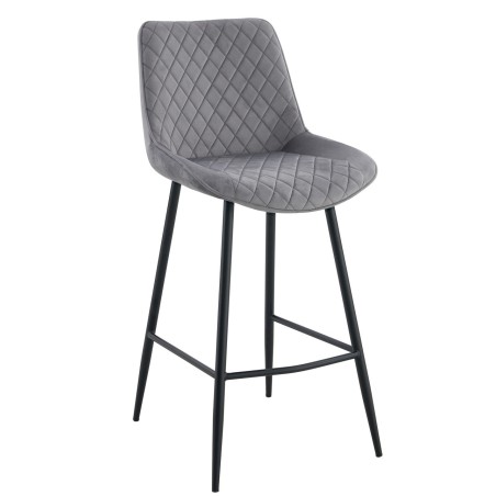 Taburete FELICIO, metal, tapizado velvet gris claro