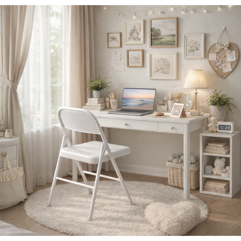 Silla TOSCANA, plegable, metal, blanca-0