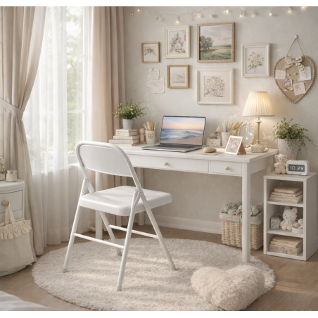 Silla TOSCANA, plegable, metal, blanca-0