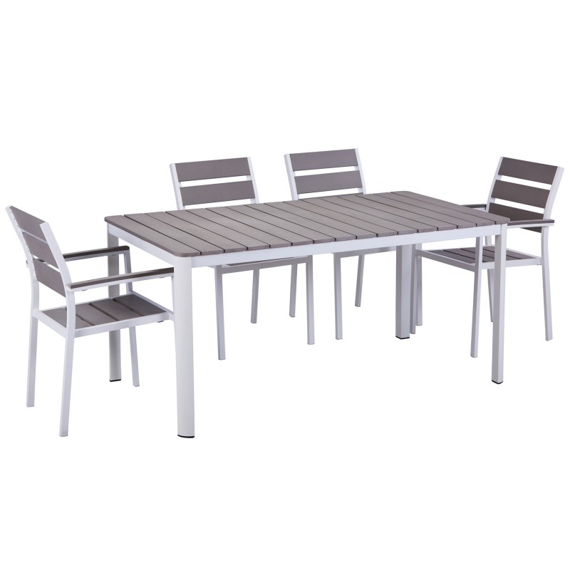 Sillón GARIBALDI, apilable, metal blanco, polywood gris-1