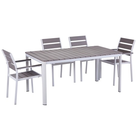 Sillón GARIBALDI, apilable, metal blanco, polywood gris-1