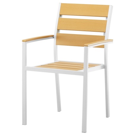 Sillón GARIBALDI, apilable, metal blanco, polywood amarillo