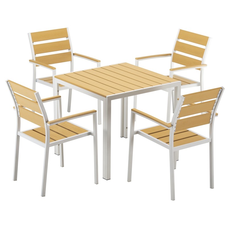 Sillón GARIBALDI, apilable, metal blanco, polywood amarillo-0