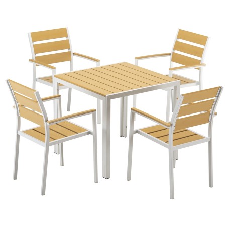 Sillón GARIBALDI, apilable, metal blanco, polywood amarillo-0