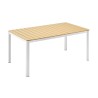 Mesa GARIBALDI, metal blanco, tablero polywood amarillo, 160 x 90 cms.