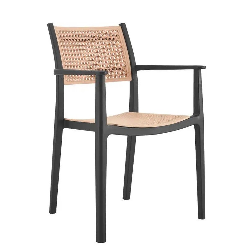 Sillón ALVOR 97, apilable, polipropileno negro y beige
