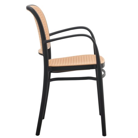 Sillón FUNCHAL 97, apilable, polipropileno negro y beige-0