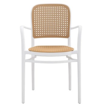Sillón FUNCHAL 97, apilable, polipropileno blanco y beige 2