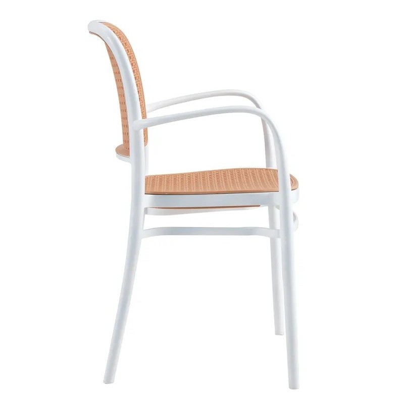 Sillón FUNCHAL 97, apilable, polipropileno blanco y beige-1