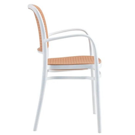 Sillón FUNCHAL 97, apilable, polipropileno blanco y beige-1