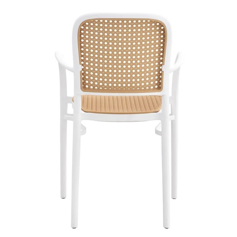 Sillón FUNCHAL 97, apilable, polipropileno blanco y beige-2