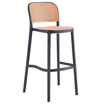 Taburete FUNCHAL 97, apilable, polipropileno negro y beige