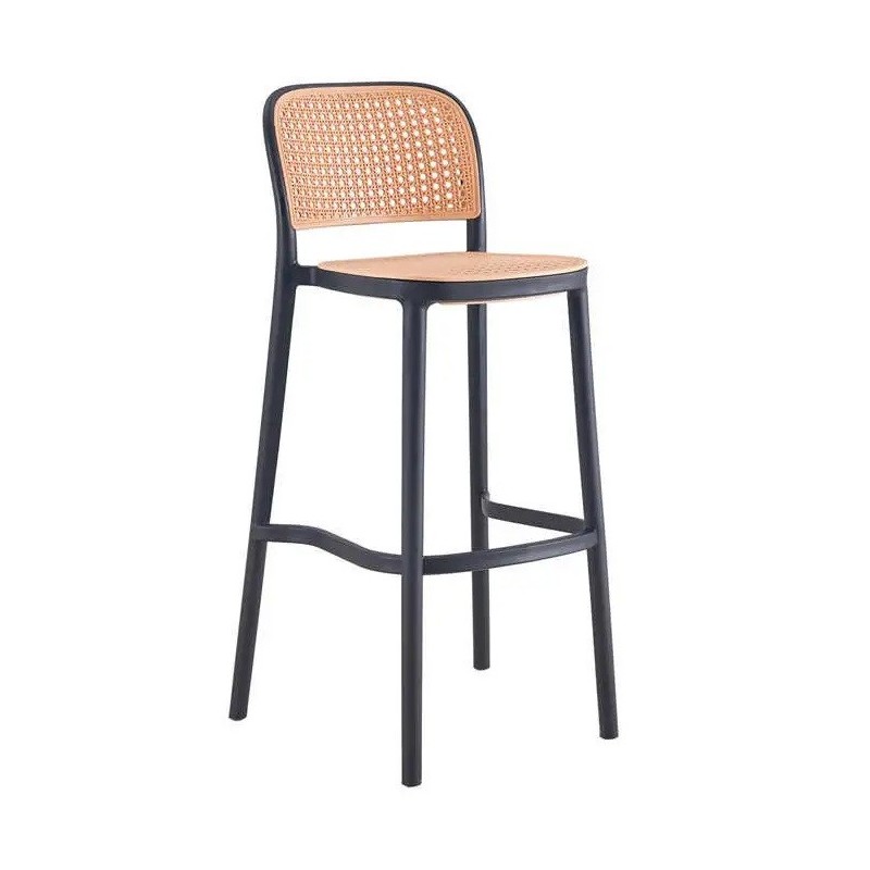 Taburete FUNCHAL 97, apilable, polipropileno negro y beige