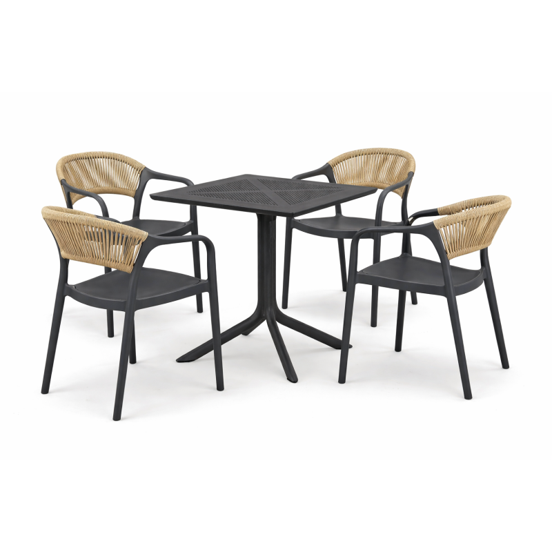 Mesa JÁVEA 97, polipropileno negro, 80 x 80 cms-1