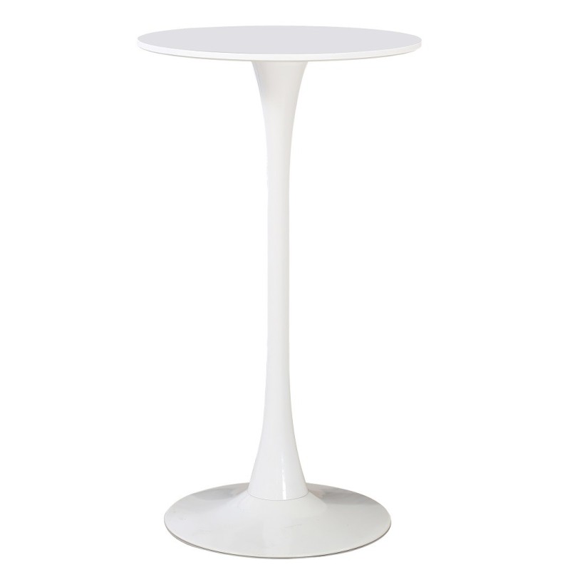 Mesa alta TUL ( SU ), metal, blanca, tapa blanca de 60 cms de diámetro