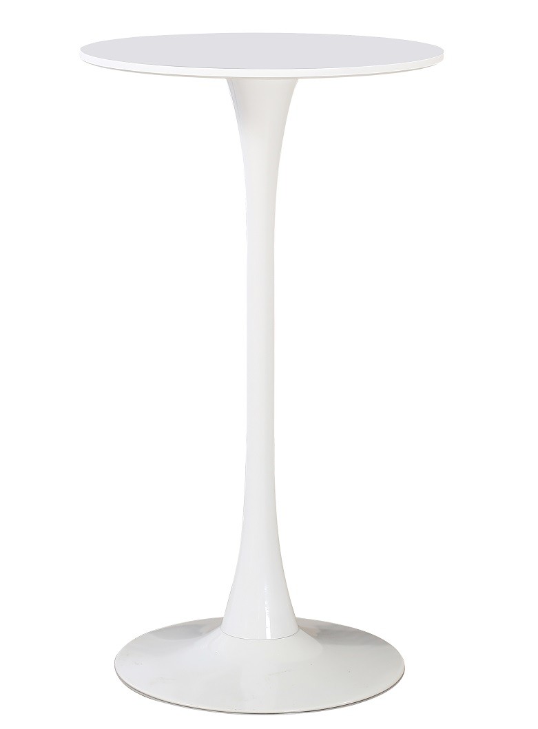 Mesa alta TUL ( SU ), metal, blanca, tapa blanca de 60 cms de diámetro