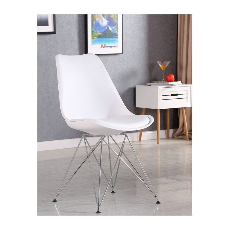 Silla BELLA (SU), cromada, carcasa y cojín blanco-1