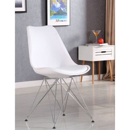 Silla BELLA (SU), cromada, carcasa y cojín blanco-1