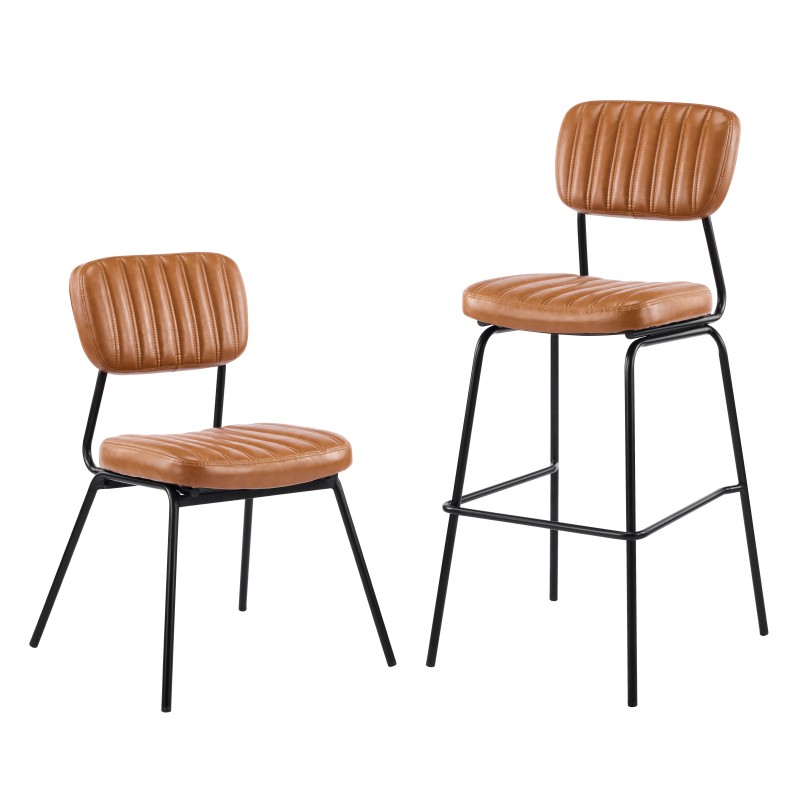 Silla NUREMBERG, metal, similpiel marrón-2