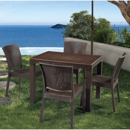 Mesa MIJAS, polipropileno marrón chocolate, 100 x 70 cms-0