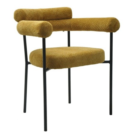 Sillón CERVANTES, metal, tapizado tejido bouclé amarillo