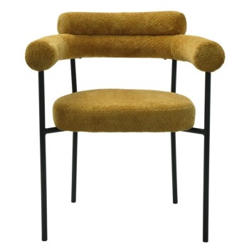 Sillón CERVANTES, metal, tapizado tejido bouclé amarillo 2