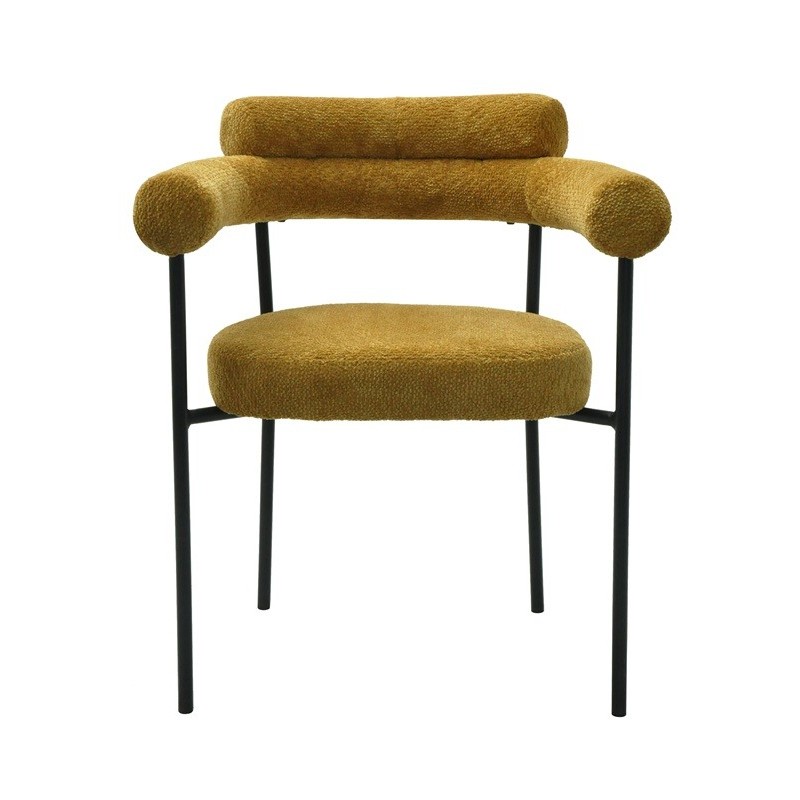 Sillón CERVANTES, metal, tapizado tejido bouclé amarillo-0