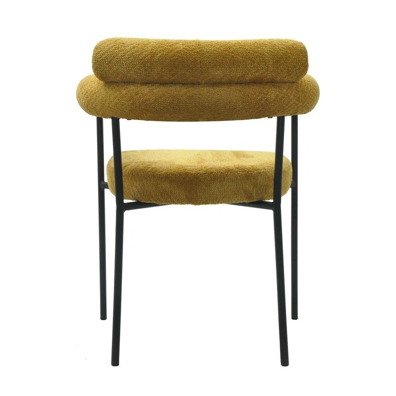 Sillón CERVANTES, metal, tapizado tejido bouclé amarillo-1