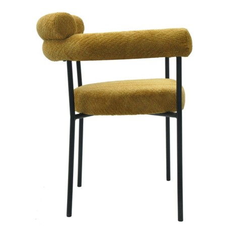 Sillón CERVANTES, metal, tapizado tejido bouclé amarillo-2