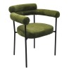 Sillón CERVANTES, metal, tapizado tejido bouclé verde oscuro