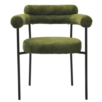 Sillón CERVANTES, metal, tapizado tejido bouclé verde oscuro 2