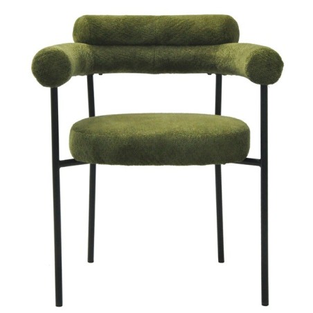 Sillón CERVANTES, metal, tapizado tejido bouclé verde oscuro-0