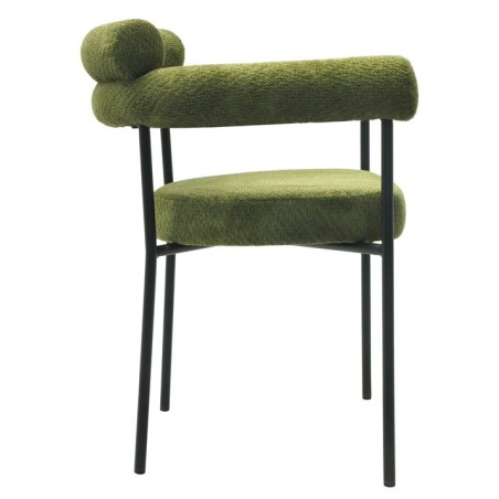 Sillón CERVANTES, metal, tapizado tejido bouclé verde oscuro-1