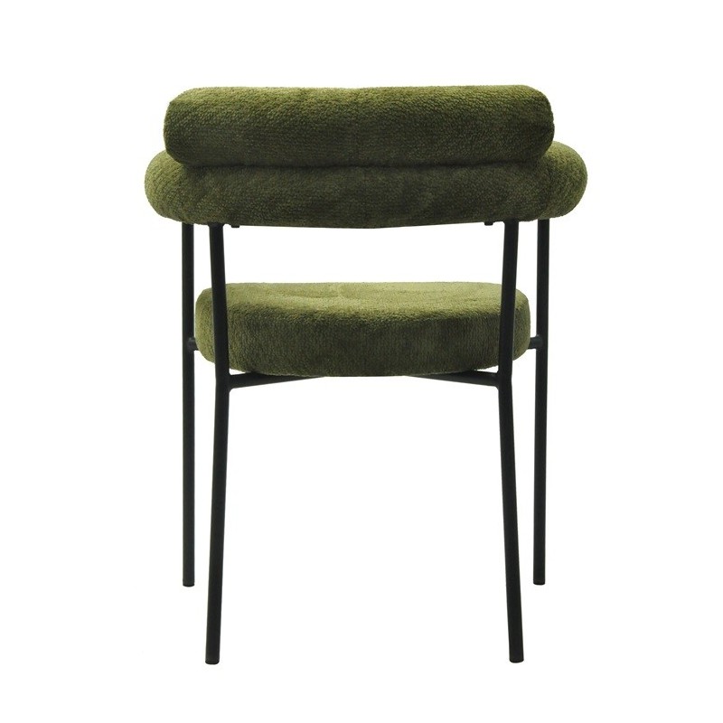 Sillón CERVANTES, metal, tapizado tejido bouclé verde oscuro-2
