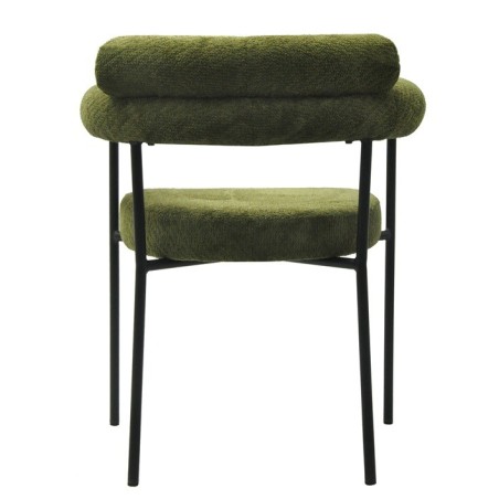 Sillón CERVANTES, metal, tapizado tejido bouclé verde oscuro-2