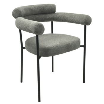 Sillón CERVANTES, metal, tapizado tejido bouclé gris