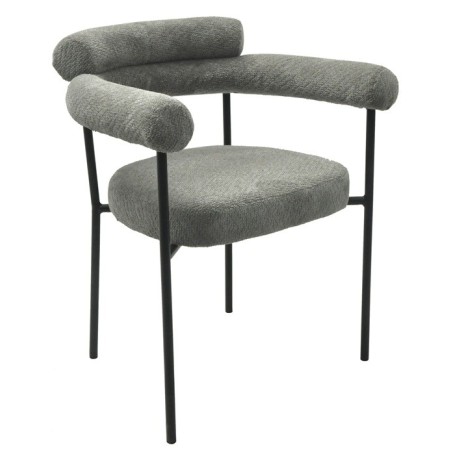 Sillón CERVANTES, metal, tapizado tejido bouclé gris